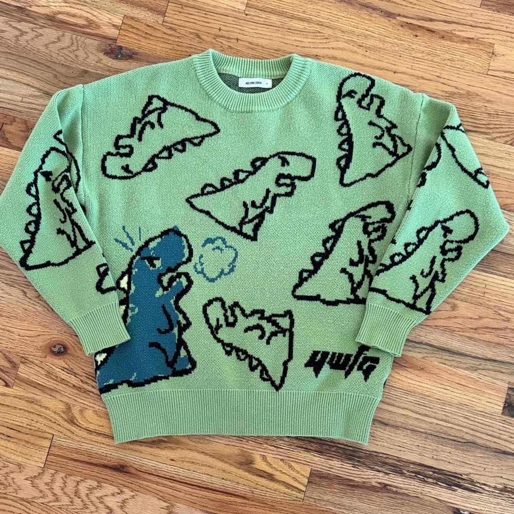 Aelfric Eden Green Dinosaur Crewneck Sweater
